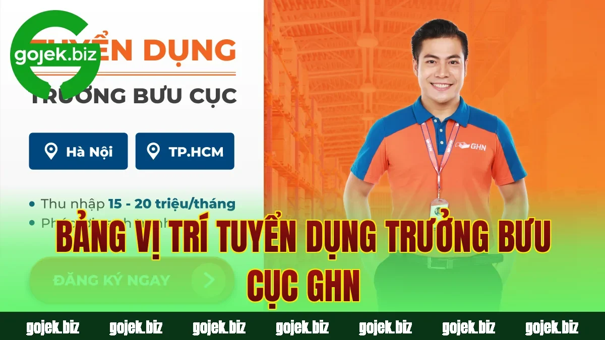Bảng vị trí tuyển dụng trưởng bưu cục GHN