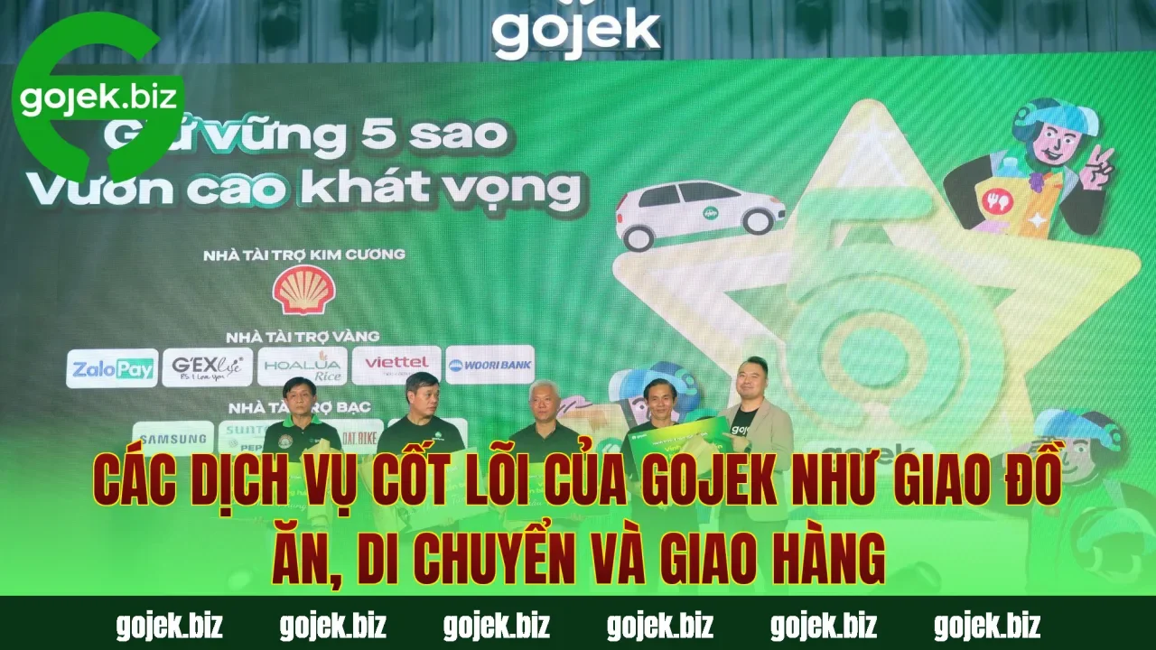 Các dịch vụ cốt lõi của Gojek như giao đồ ăn, di chuyển và giao hàng